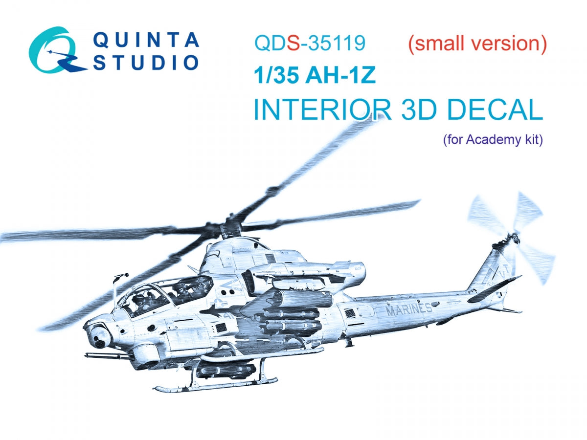 Quinta Studio QDS-35119 AH-1Z 3D-Printed colored Interior on decal paper (Academy) (Small version) 1/35