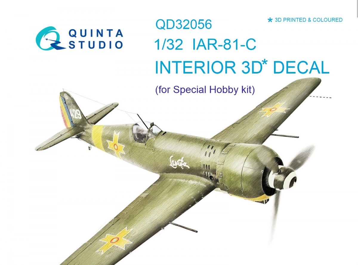 Quinta Studio QD32056 IAR - 81C 3D-Printed &amp;amp; colored Interior on decal paper (for Special Hobby kit) 1/32