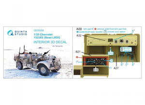 Quinta Studio QD35058 Chevrolet 1533X2 30cwt LRDG 3D-Printed &amp;amp; colored Interior on decal paper (Tamiya) 1/35 – image 2
