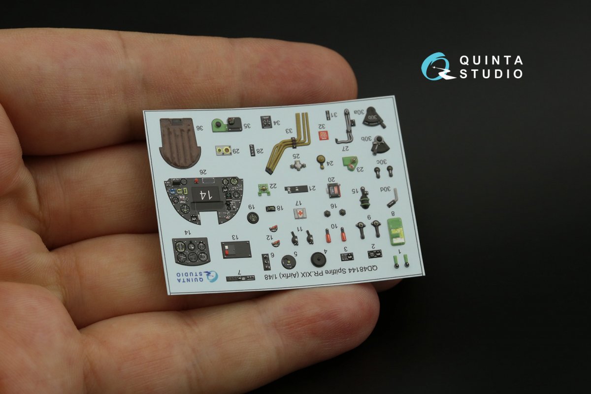 Quinta Studio QD48144 Spitfire PR.XIX 3D-Printed &amp;amp; colored Interior on decal paper (Airfix) 1/48 – image 5