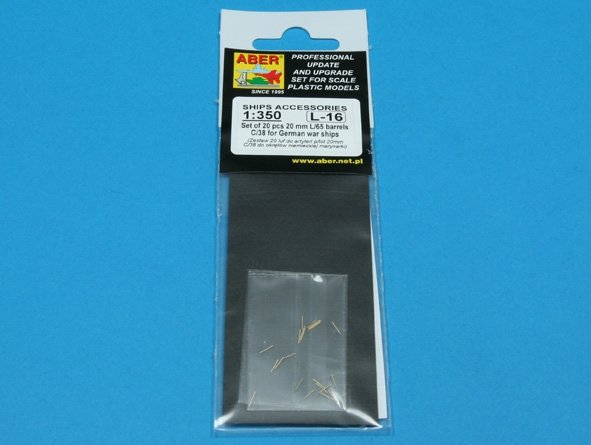 Aber 350L-16 Set of 20 pcs 20 mm L/65 barrels C/38 for German ships 1/350 – obrázek 3