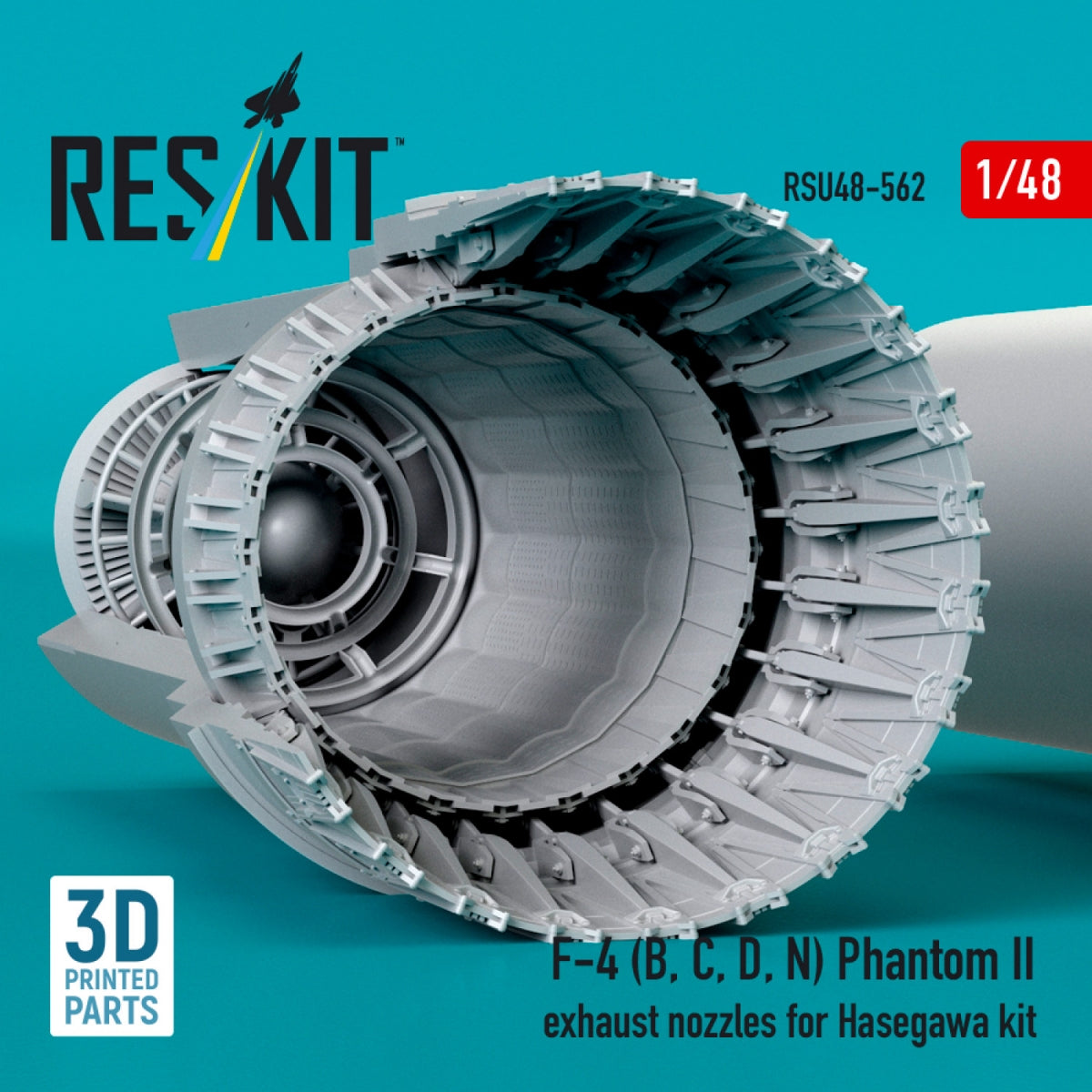 RESKIT RSU48-0562 F-4 (B, C, D, N) Phantom II exhaust nozzles for Hasegawa kit (3D Printed) 1/48