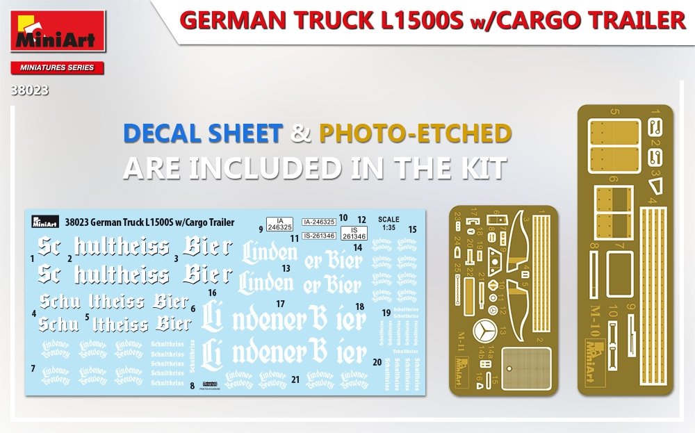 MiniArt 38023 GERMAN TRUCK L1500S w/CARGO TRAILER 1/35 – image 3