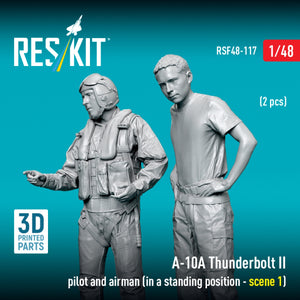 RESKIT RSF48-0117 A-10А Thunderbolt II pilot and airman (in a standing position - scene 1) (2 pcs) (3D Printed) 1/48