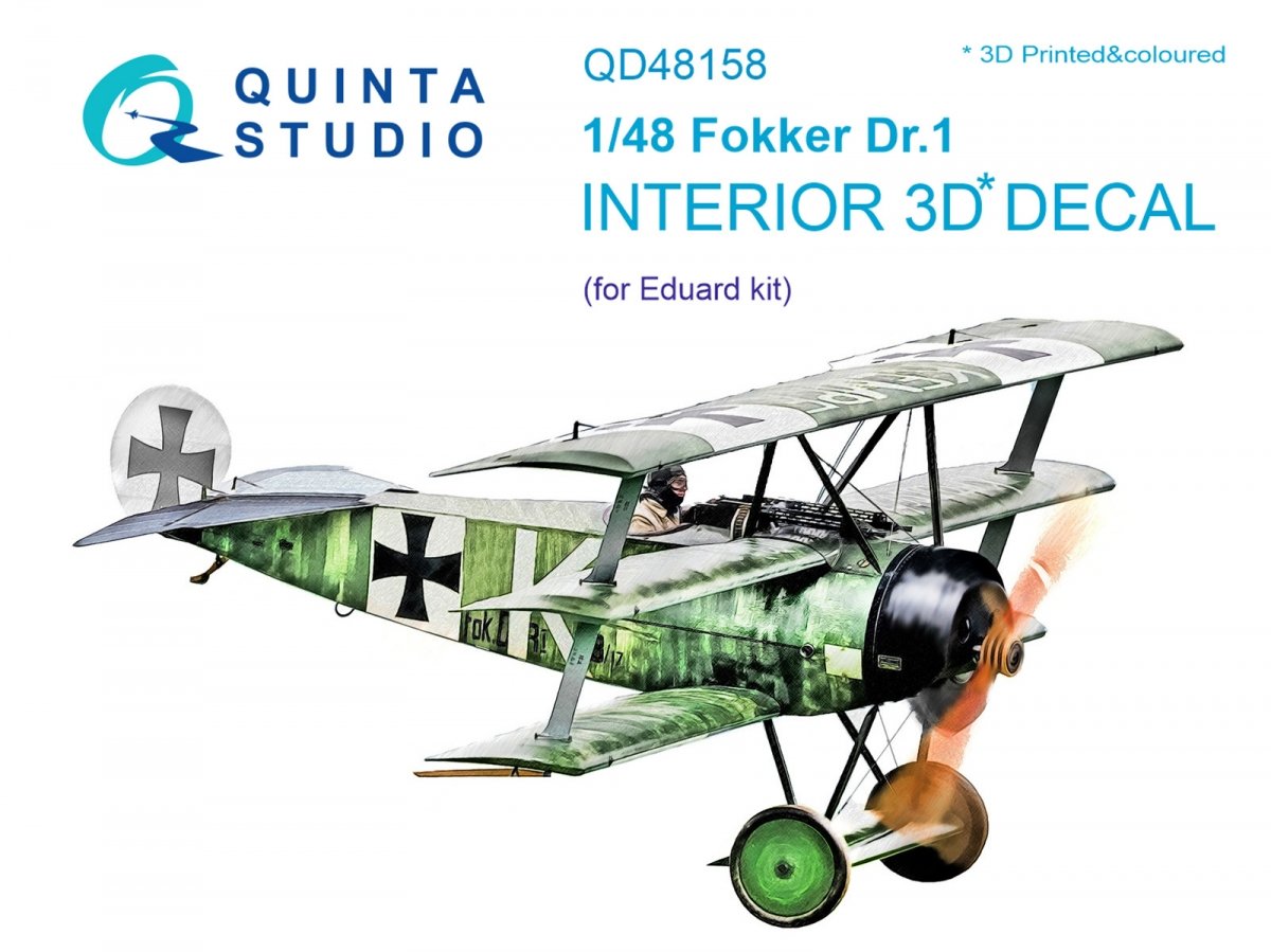 Quinta Studio QD48158 Fokker Dr.1 3D-Printed &amp; colored Interior on decal paper (for Eduard kit) 1/48
