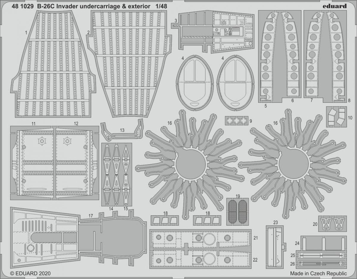 Eduard 481029 B-26C Invader undercarriage &amp; exterior 1/48 ICM
