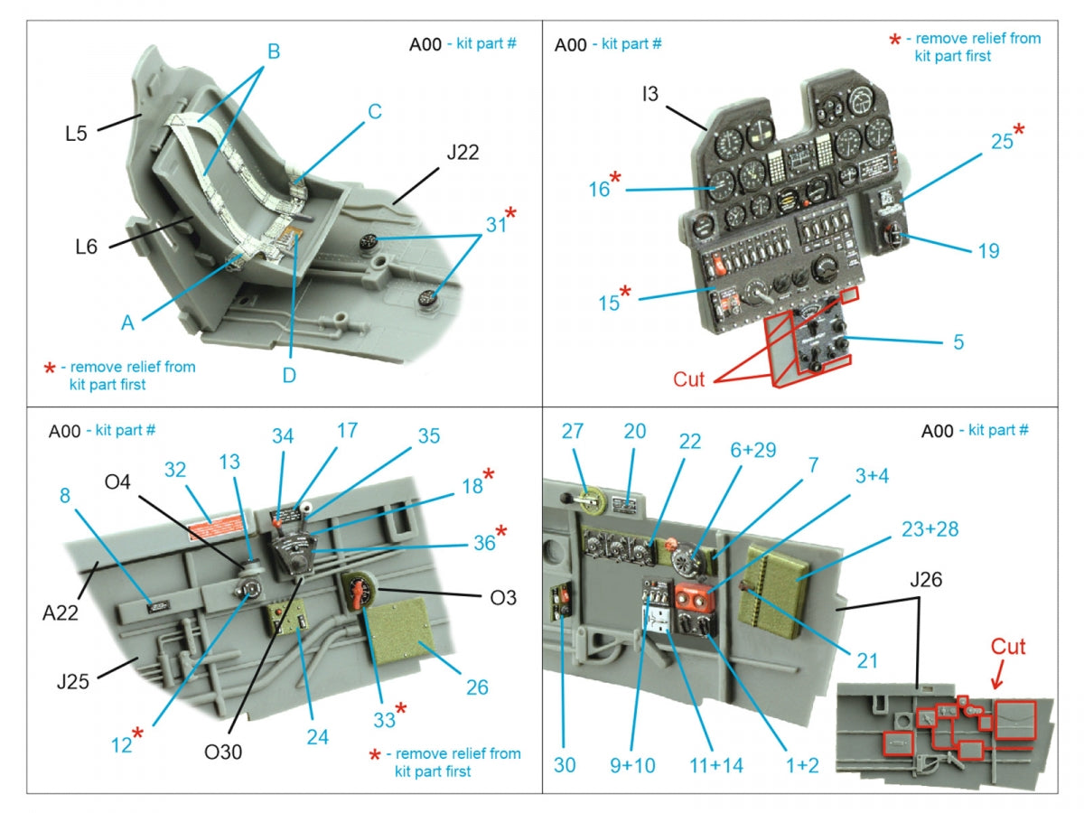 Quinta Studio QD32217 P-40N early 3D-Printed colored Interior on decal paper (Hasegawa/Eduard) 1/32 – image 2