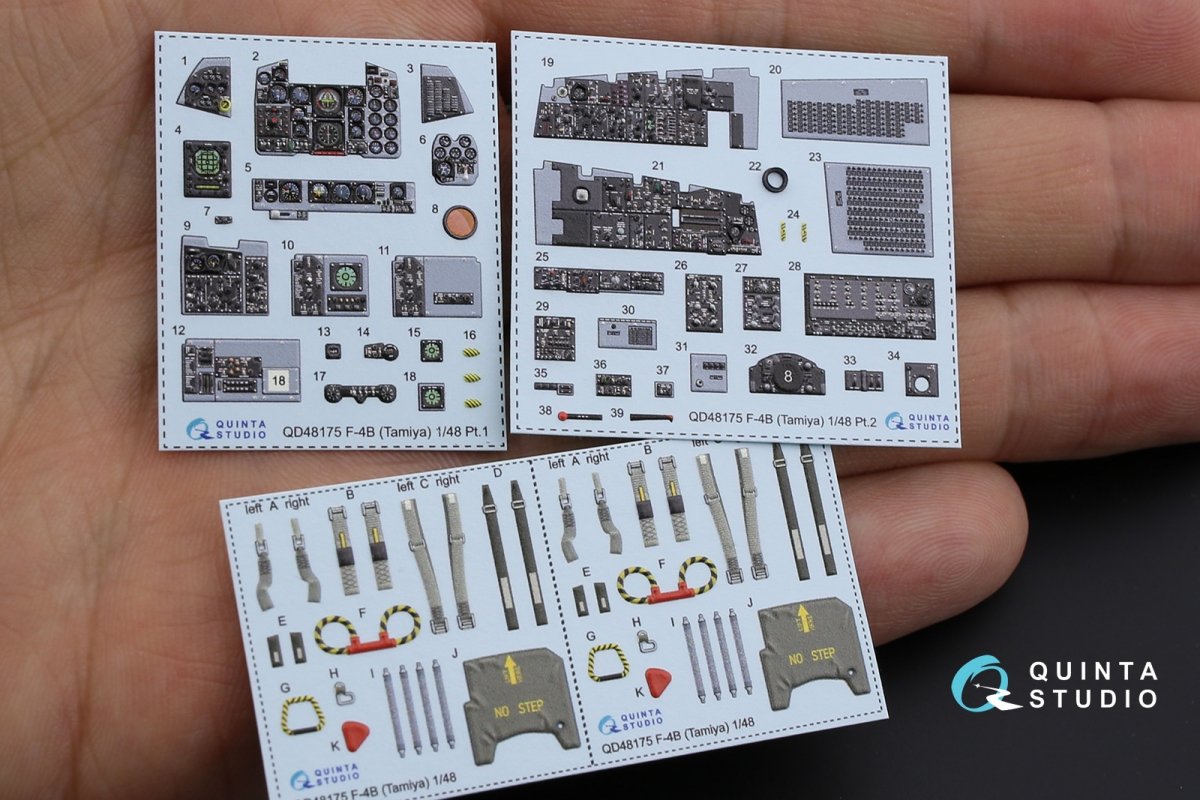 Quinta Studio QD48175 F-4B 3D-Printed &amp;amp; colored Interior on decal paper (for Tamiya kit) 1/48 – immagine 2