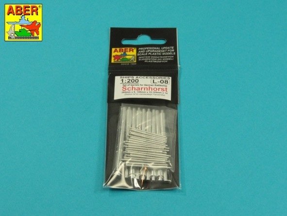 Aber 200L-08 Zestaw luf do pancernika Scharnhorst 280mmx9 1/200