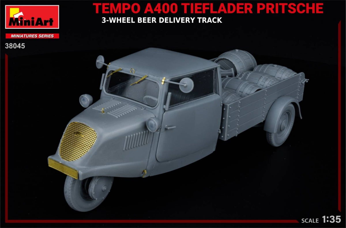 MiniArt 38045 TEMPO A400 TIEFLADER PRITSCHE 3-WHEEL BEER DELIVERY TRUCK 1/35 – image 15