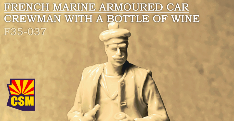 Copper State Models F35-037 French marine armored car crewman with a bottle of wine 1/35