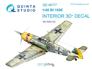 Quinta Studio QD48177 Bf 109E 3D-Printed &amp;amp; colored Interior on decal paper (for Airfix kit) 1/48