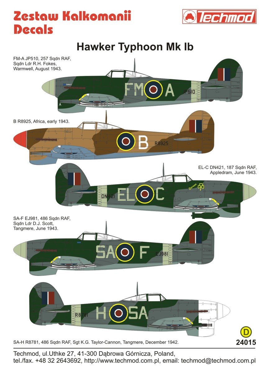 Techmod 24015 Hawker Typhoon Mk Ib 1/24 – image 2