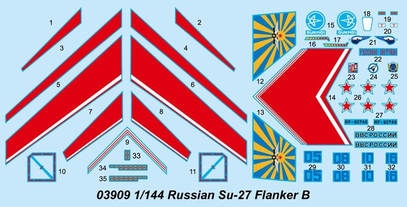 Trumpeter 03909 Russian Su-27 Flanker B 1/144 – obrázek 3