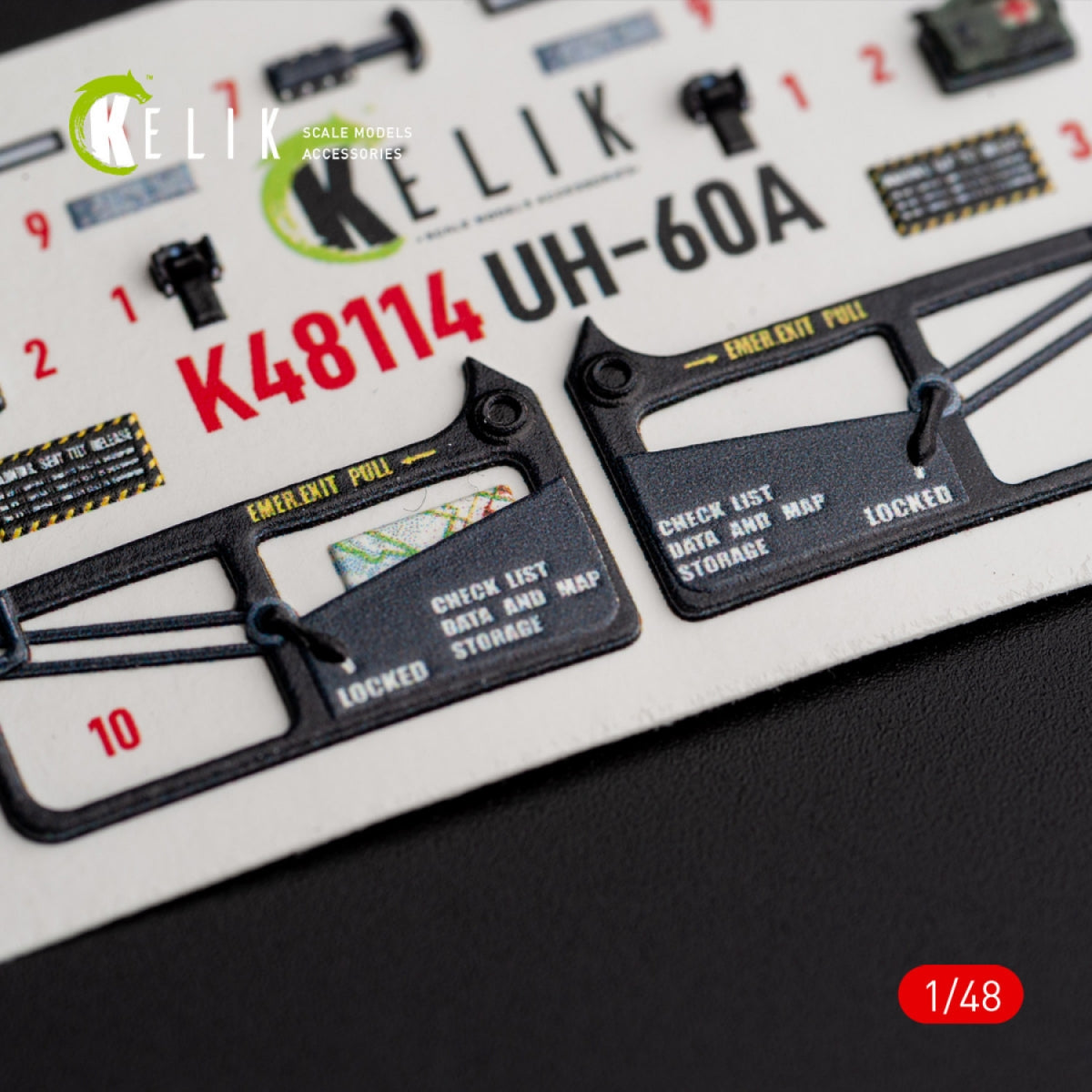 KELIK K48114 UH-60A Black Hawk - Type 2 &amp;quot;Defense Intelligence of Ukraine&amp;quot; interior 3D decals for ICM kit 1/48 – image 5