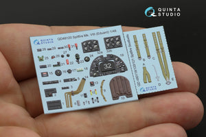 Quinta Studio QD48120 Spitfire Mk.VIII 3D-Printed &amp;amp; colored Interior on decal paper (Eduard) 1/48 – immagine 2