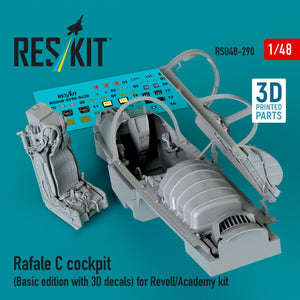 RESKIT RSU48-0290 Rafale C cockpit (Basic edition with 3D decals) for Revell/Academy kit (3D printed) 1/48 – imagen 2