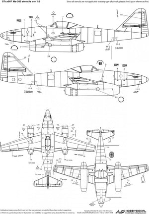 HobbyDecal ST48007V1 Me-262 Stencils ver 1 1/48 – image 2