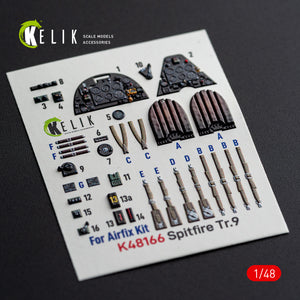 KELIK K48166 Spitfire TR.9 - interior 3D decals for Airfix kit 1/48