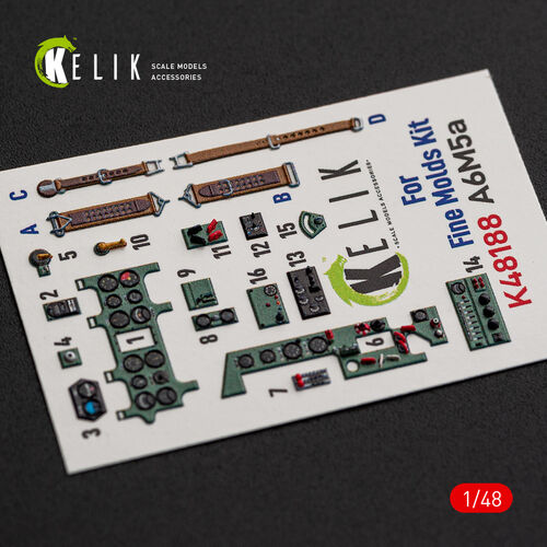 KELIK K48188 A6M5a - interior 3D decals for Fine Molds kit 1/48