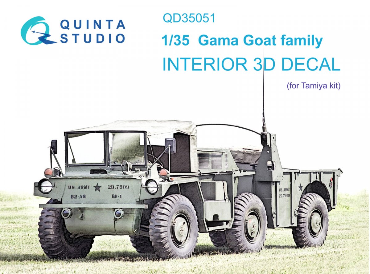 Quinta Studio QD35051 Gama Goat family 3D-Printed &amp;amp; colored Interior on decal paper (Tamiya) 1/35