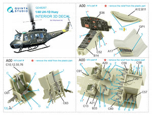 Quinta Studio QD48267 UH-1D 3D-Printed colored Interior on decal paper (KittyHawk) 1/48 – Bild 2
