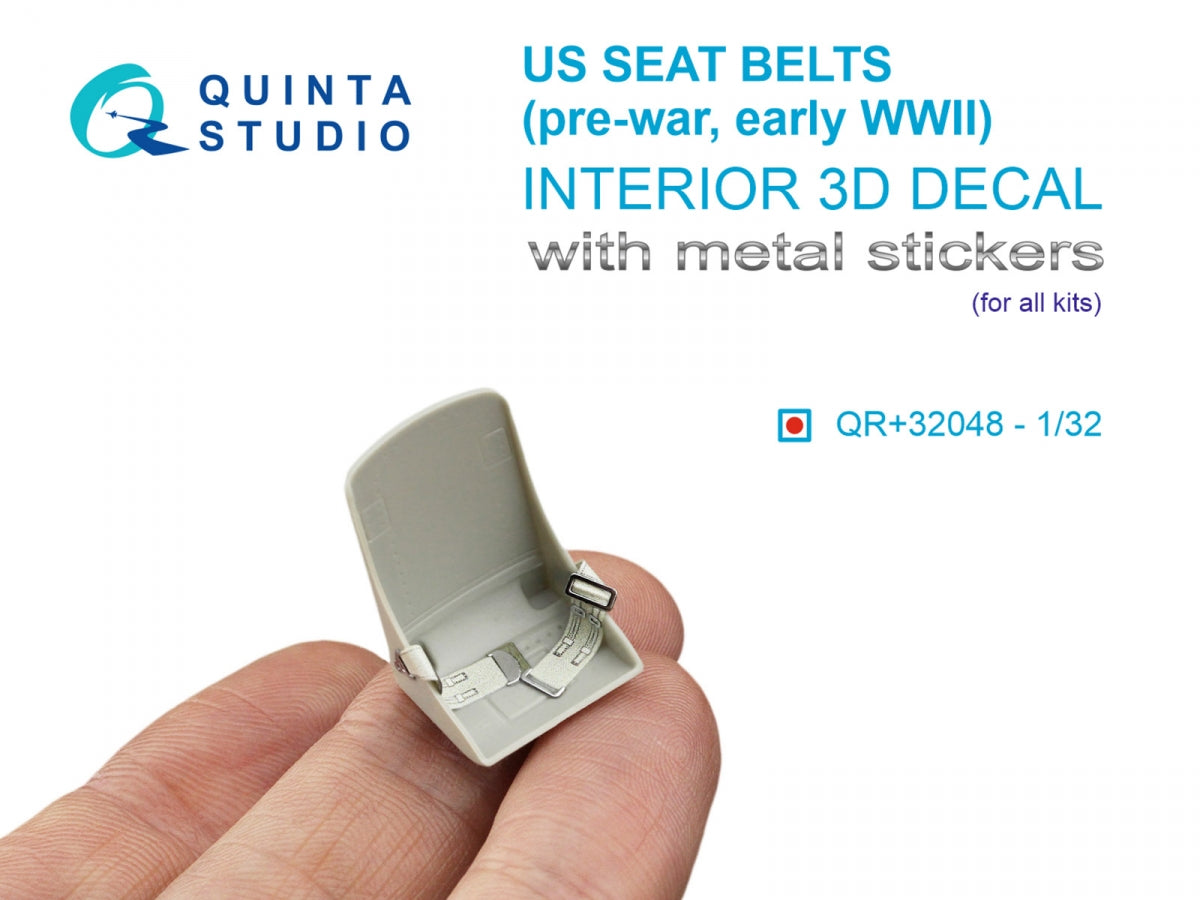 Quinta Studio QR+32048 Pre-war/early WWII US fighter seat belts (with metal buckles) (All kits) 1/32