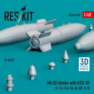 RESKIT RS48-0495 Mk.83 bombs with BSU-85 (4 pcs) (3D printed) 1/48 – obrázek 2