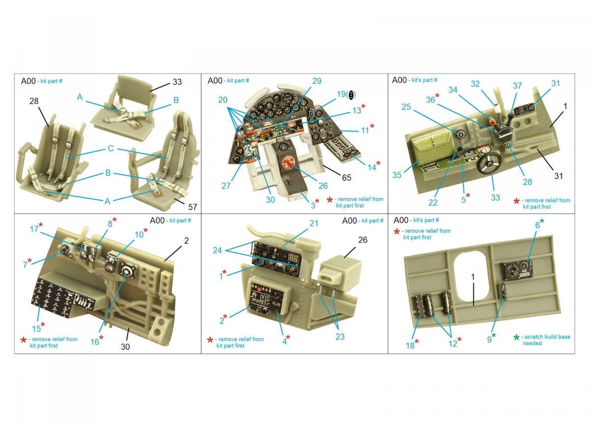 Quinta Studio QD48359 TBF-1 Avenger 3D-Printed &amp;amp; colored Interior on decal paper (Academy) 1/48 – obrázek 2