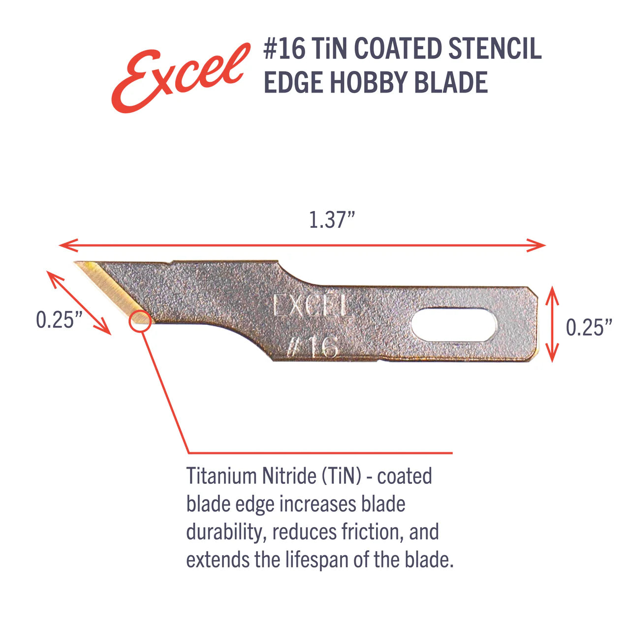 Excel Hobby Tools 20416 No.16 Titanium Nitride Coated Stencil Edge Blade (5 pcs) – obrázek 3