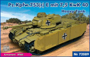 PST 72089 Pz.Kpfw.753(r) E Mit 7.5 KwK 40 Heavy Tank 1/72