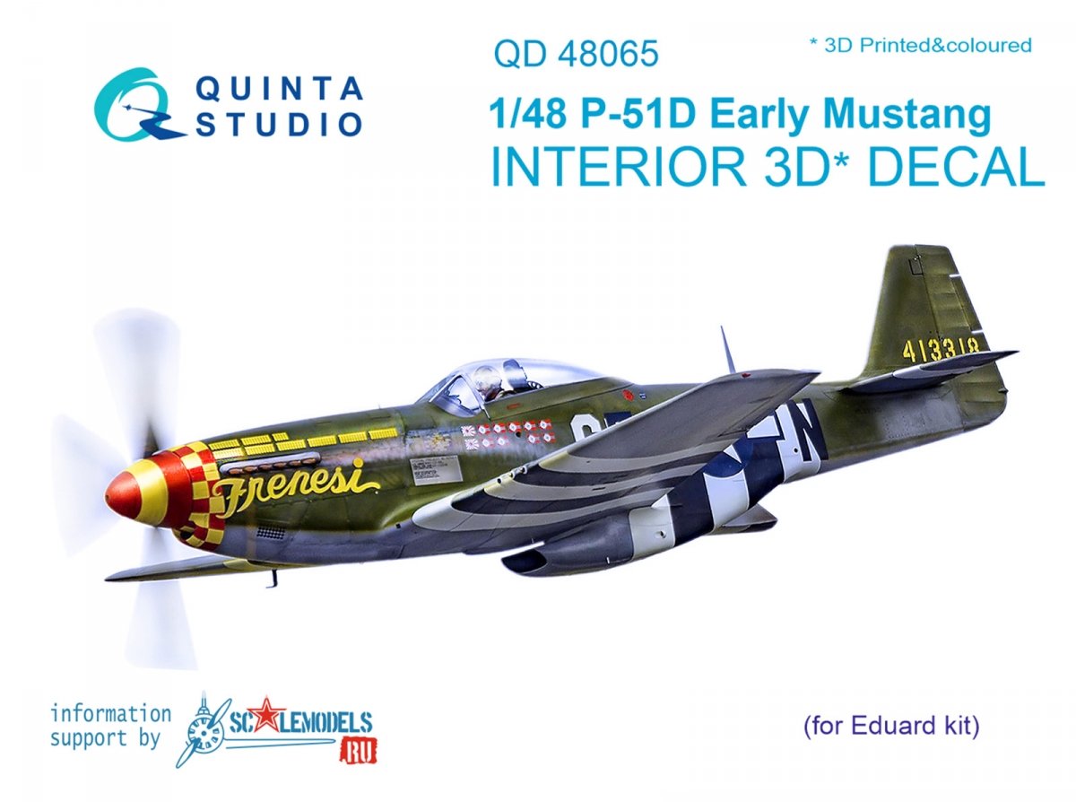 Quinta Studio QD48065 P-51D (Early) 3D-Printed &amp;amp; colored Interior on decal paper (for Eduard kit) 1/48
