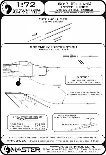 Master AM-72-103 Sukhoi Su-7 (Fitter-A) - Pilot Tubes and 30mm gun barrels 1/72 – image 6