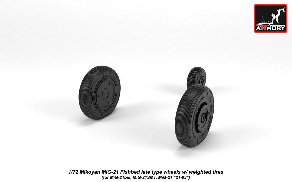 Armory Models AW72050 Mikoyan MiG-21 Fishbed wheels w/ weighted tires, late 1/72 – obrázek 3
