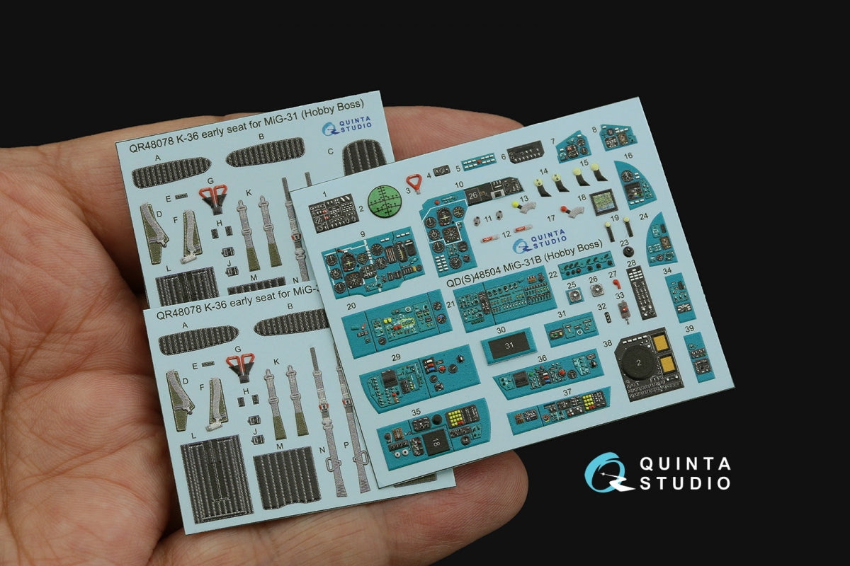 Quinta Studio QD48504 MiG-31B 3D-Printed &amp;amp; colored Interior on decal paper (Hobby Boss) 1/48 – obrázek 3