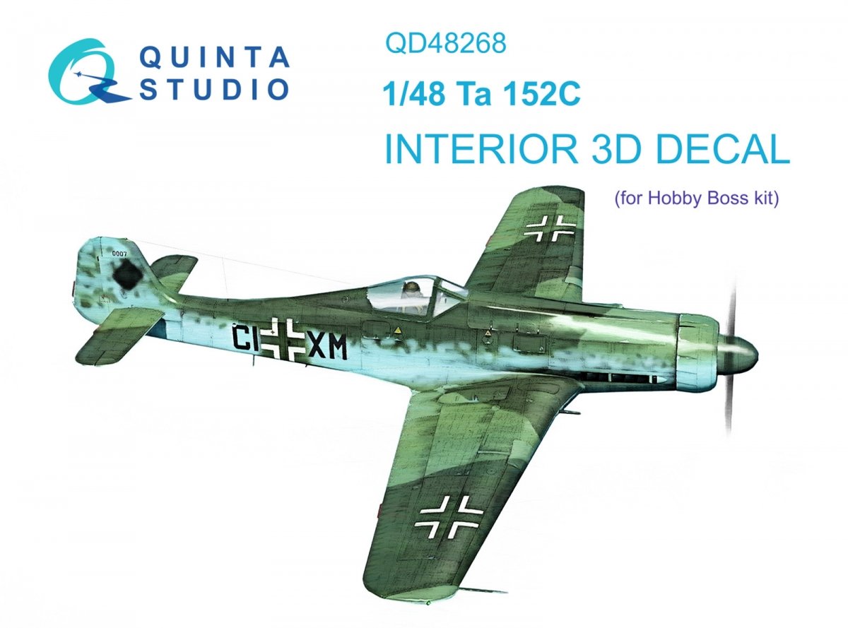 Quinta Studio QD48268 Ta 152C 3D-Printed &amp; colored Interior on decal paper (Hobby Boss) 1/48