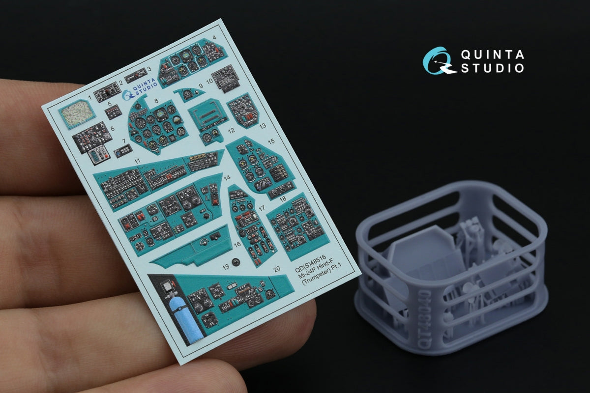 Quinta Studio QDS+48516 Mi-24P Hind-F 3D-Printed colored Interior on decal paper (Trumpeter) (small version) (with 3D-printed resin parts) 1/48 – image 2