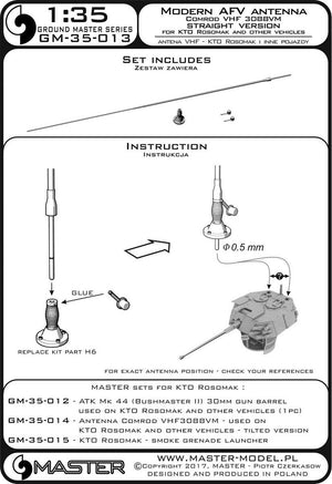 Master GM-35-013 Comrod VHF3088VM Antenna - used on KTO Rosomak and other vehicles (1 pc.) - version with straight base (1/35) – image 3