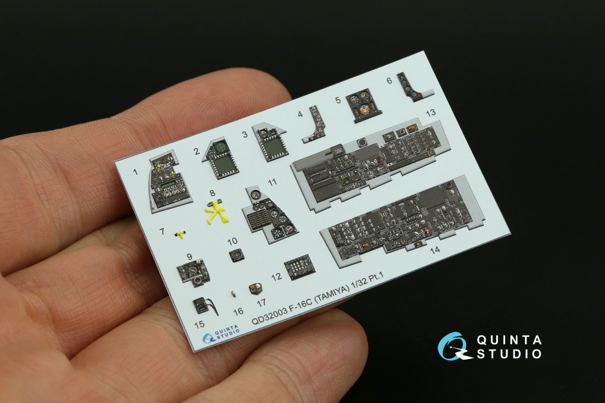 Quinta Studio QDS-32003 F-16C 3D-Printed &amp;amp; colored Interior on decal paper (Tamiya) (small version) 1/32 – Bild 9