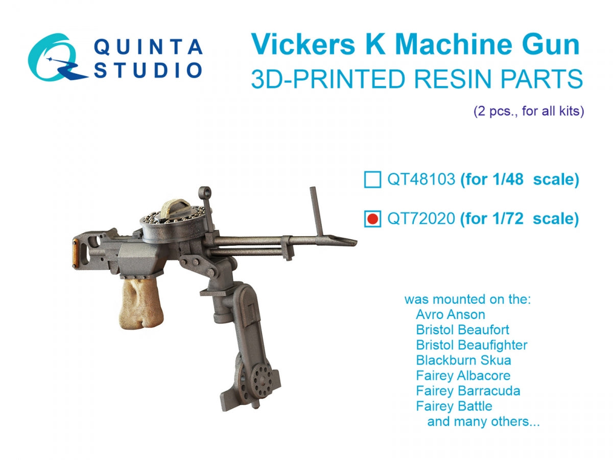 Mitrailleuse Vickers K Quinta Studio QT72020, 2 pièces (tous kits) 1/72