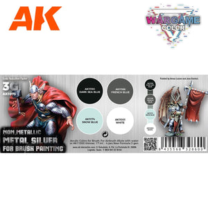 AK Interactive AK1073 WARGAME COLOR SET. NON METALLIC METAL SILVER. 4x17 ml – obrázek 2
