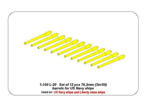 Aber 350L-20 Ensemble de 12 canons de 76,2 mm (3 pouces/50) pour navires de l&amp;#39;US Navy (1/350) – image 4