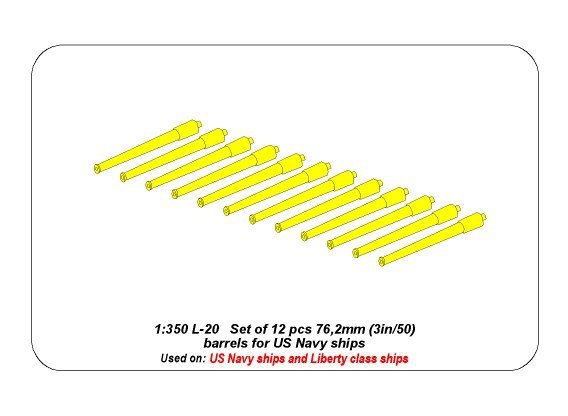 Aber 350L-20 Ensemble de 12 canons de 76,2 mm (3 pouces/50) pour navires de l&amp;#39;US Navy (1/350) – image 4