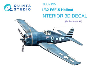 Quinta Studio QD32195 F6F-5 Hellcat 3D-Printed &amp;amp; colored Interior on decal paper (Trumpeter) 1/32