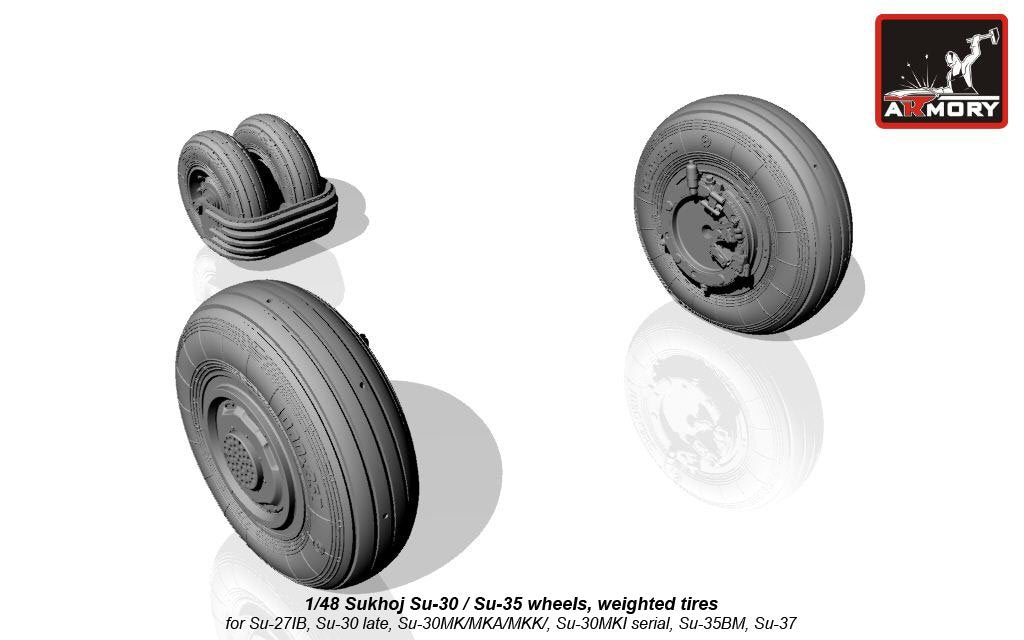 Armory Models AW48024 Sukhoj Su-30 / Su-35 wheels, weighted tires, front mudguard 1/48 – image 4