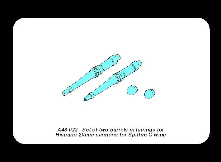 Aber A48 022 Set of two barrels for Hispano 20mm machine cannons for British fighter Spitfire 1/48 – obrázek 4