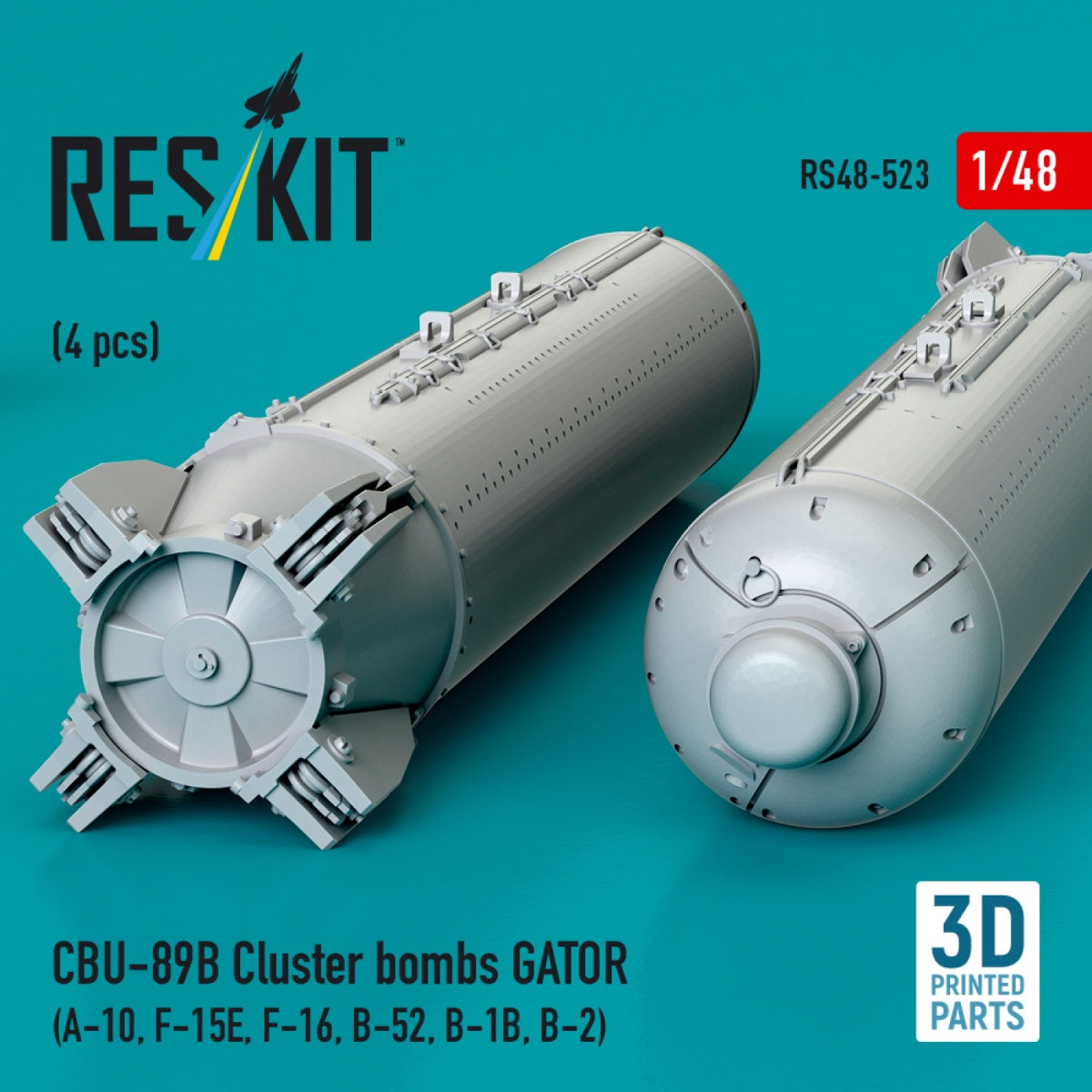 RESKIT RS48-0523 CBU-89B cluster bombs GATOR (4 pcs) (3D Printed) 1/48 – image 3