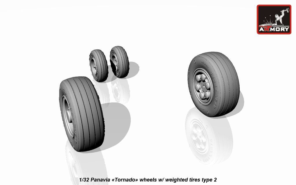 Armory Models AW32501b Panavia Tornado wheels, w/ tires type “b” (GY) 1/32 – image 5