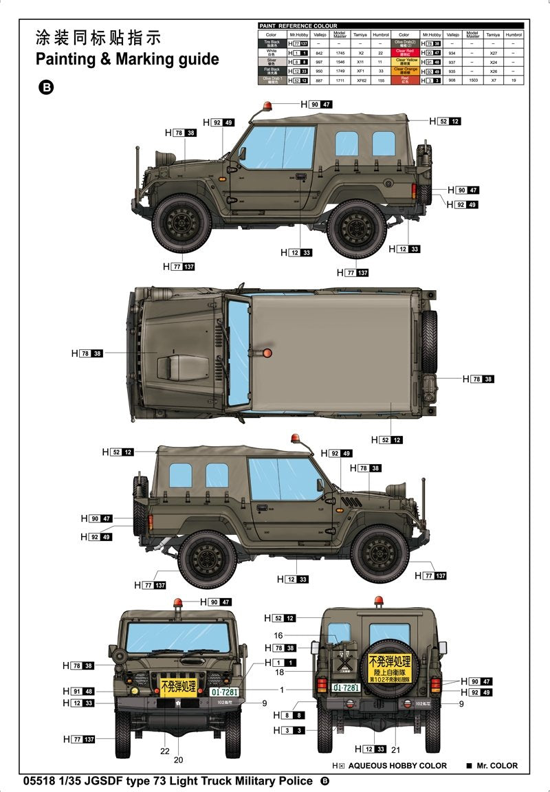 Trumpeter 05518 JGSDF type 73 Light Truck (Police) 1/35 – zdjęcie 4