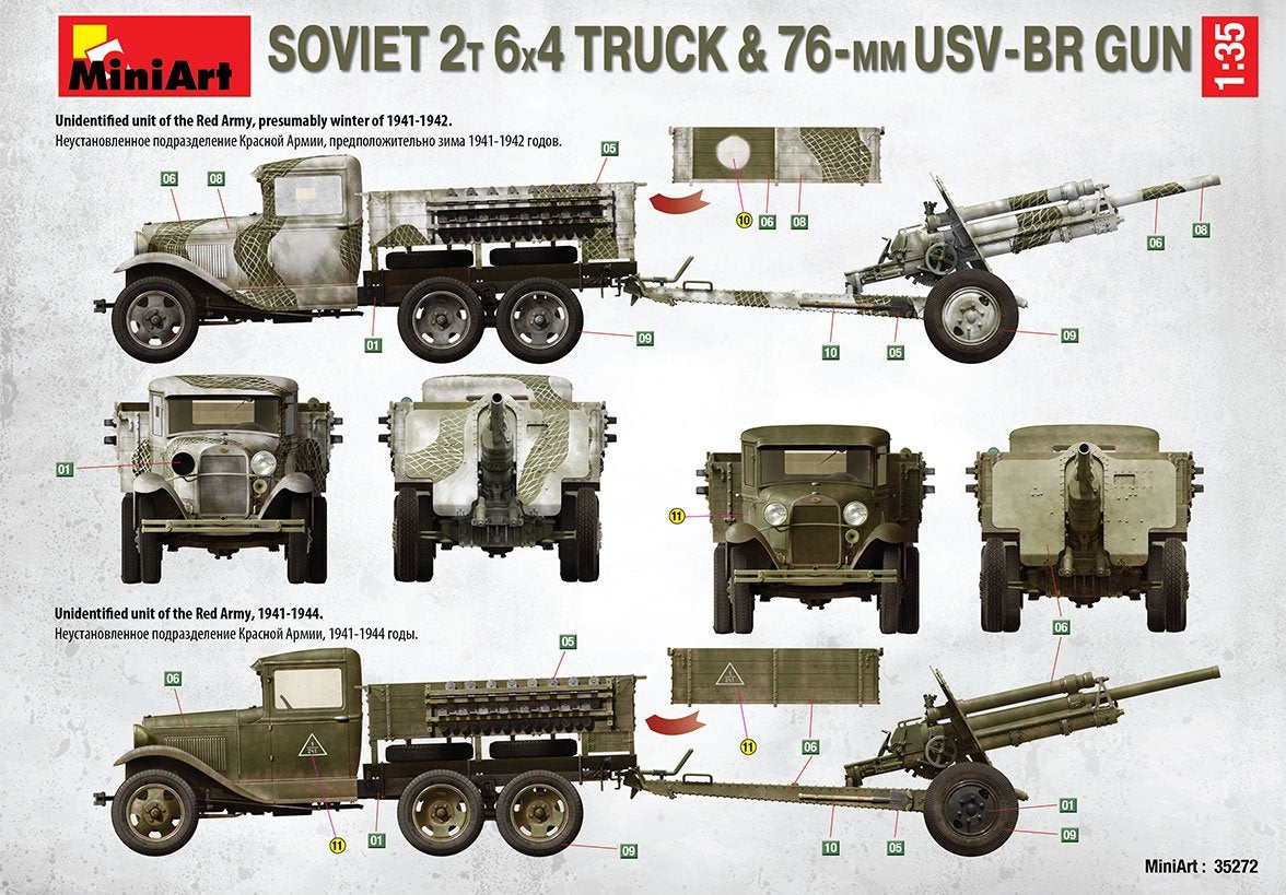 MiniArt 35272 SOVIET 2T 6X4 TRUCK &amp;amp; 76-mm USV-BR GUN 1/35 – image 5